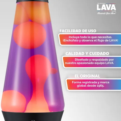 Miniatura 2 de Lava The Original Lamp - 14.5" Evenfall - Lámpara de movimiento líquido retro cohete - Cera amarilla y líquido púrpura - Artículo #2391