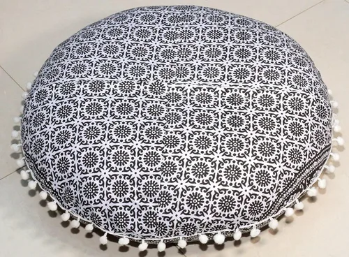 Miniatura 9 de Funda de almohada redonda con diseño de mandala para el suelo, funda de cojín para asiento, hippie, decorativa, bohemio, otomano, funda de puf Flor