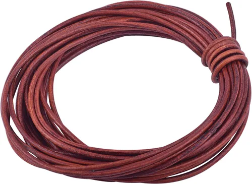Miniatura 40 de KONMAY Cordón redondo de cuero real de 0.039 pulgadas, cordón de cuero negro de 25 yardas para hacer joyas, collares, pulseras y manualidades