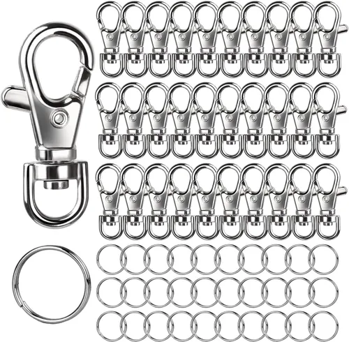 Miniatura 9 de LEOBRO 160 piezas de cierres de garra de langosta y llaveros, kit para hacer llaveros, 80 piezas de clips de llavero y 80 piezas de anillos