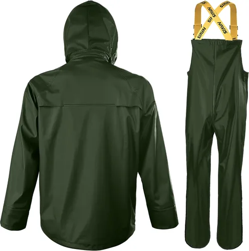 Miniatura 4 de FWG Traje de lluvia para hombre, chaqueta de trabajo impermeable resistente y pantalones con capucha