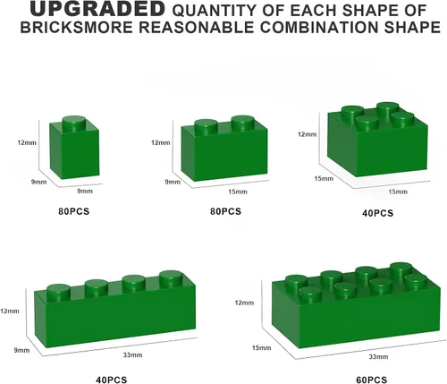 Miniatura 2 de 300 piezas de bloques de construcción clásicos, bloques a granel verdes, compatibles con Lego y piezas de las principales marcas, juguetes