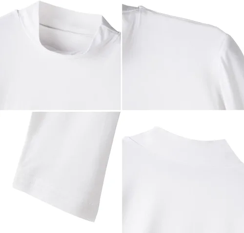 Miniatura 2 de LONGBIDA Camiseta corta de manga larga con cuello alto falso para mujer, suave, delgada, sexy, elástica