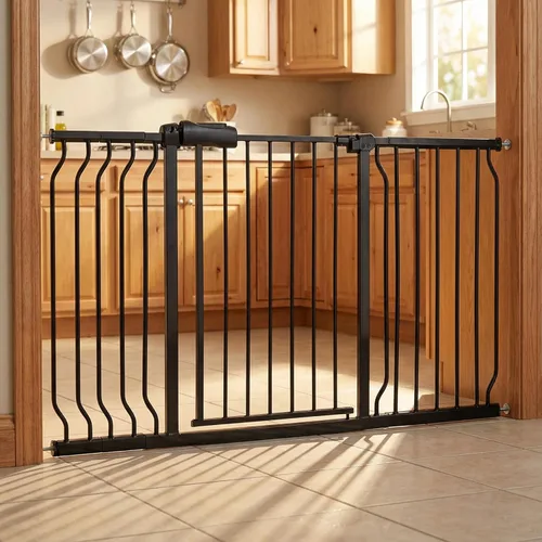 Miniatura 15 de Puertas para bebés extra anchas de 48 a 53 pulgadas, puerta grande para bebé, para escaleras, para mascotas, puertas para interiores, para puertas