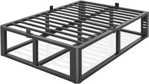 Miniatura 10 de Firpeesy Base de cama individual de metal resistente de 14 pulgadas con esquinas redondeadas y agujero para cabecero, retenedores de colchón de 3500
