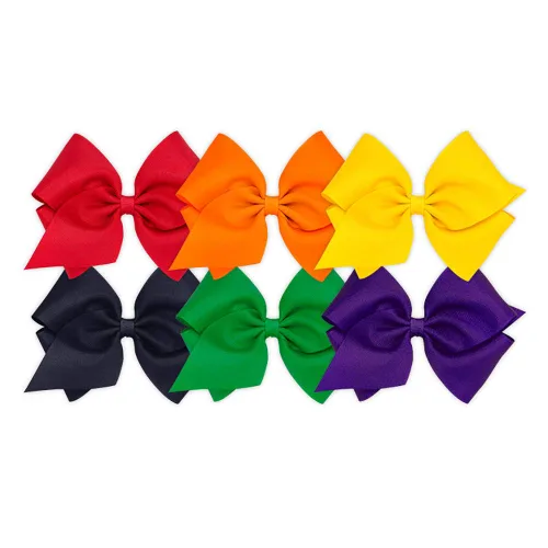Miniatura 8 de Wee Ones Juego de 6 piezas de lazos para niña, paquete variado de grosgrain sólido en una pinza de pelo antideslizante WeeStay, mediano, azul, azul