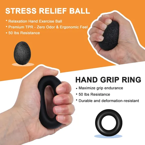 Miniatura 3 de 5PCS Grip Strength Trainer Kits, Hand Gripper Strengthener, Forearm Strengthener, Forearm Exerciser, Finger Exerciser, Wrist Strengthener, Stress
