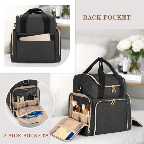 Miniatura 4 de LUXJA Bolsa de maquillaje Bolsa de cosméticos Bolsas extraíbles, Negro