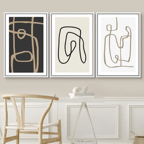 Miniatura 78 de SIGNWIN Lienzo enmarcado para pared, arte con pinceladas de flujo neutro en tonos beige abstractos, ilustraciones, arte moderno, decorativo