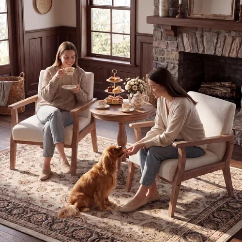 Miniatura 8 de Juego de 2 sillas decorativas beige, sillas modernas de mediados de siglo para sala de estar, dormitorio, sillón con marco de madera, silla auxiliar