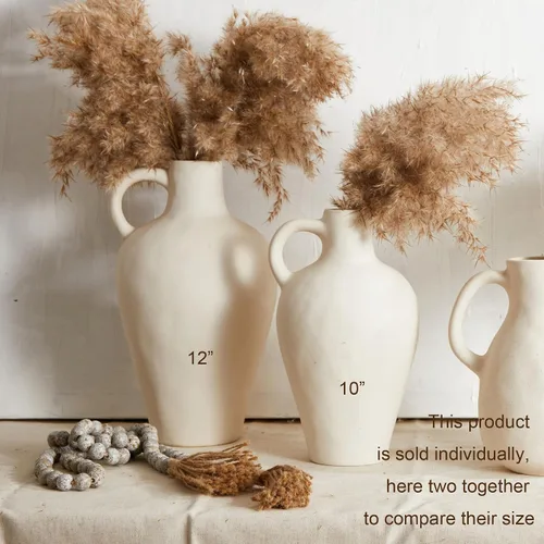 Miniatura 3 de BlossoME - Florero de cerámica blanca de 12 pulgadas de alto para flores, hierba de pampas, decoración rústica bohemia moderna para sala de estar