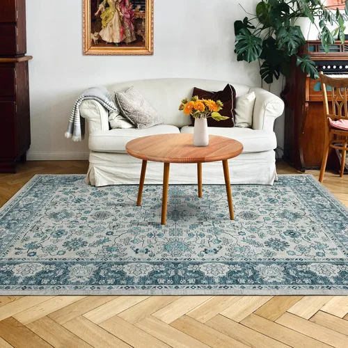 Miniatura 38 de Alfombra de área de 5 x 7, alfombra bohemia vintage, ultra suave, de pelo bajo, lavable, antideslizante, resistente a las manchas, alfombra impresa