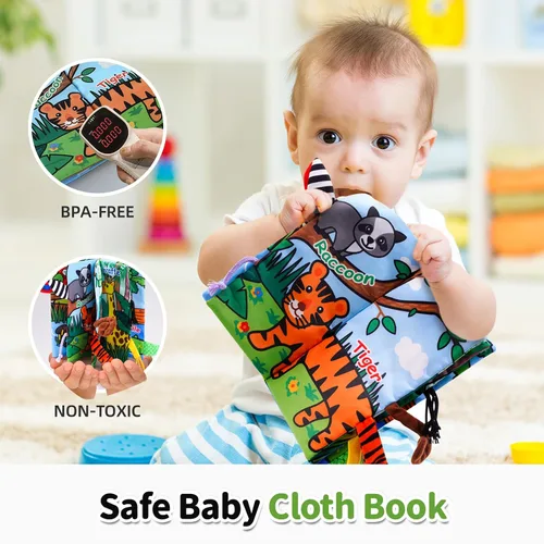 Miniatura 4 de Jollybaby Libros arrugados para bebés, juguetes sensoriales suaves al tacto y tacto para bebés de 0 a 6 meses, juguetes de tela educativa temprana