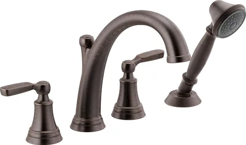 Miniatura 7 de Delta Woodhurst - Grifo de bañera romana con ducha de mano, grifo de bañera cromado para montaje en cubierta, cromado T4732
