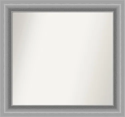 Miniatura 60 de Amanti Art Espejo de baño plateado para sobre fregadero, 26 x 26 pulgadas, espejo cuadrado de níquel pulido, marco de madera tradicional mediano, se