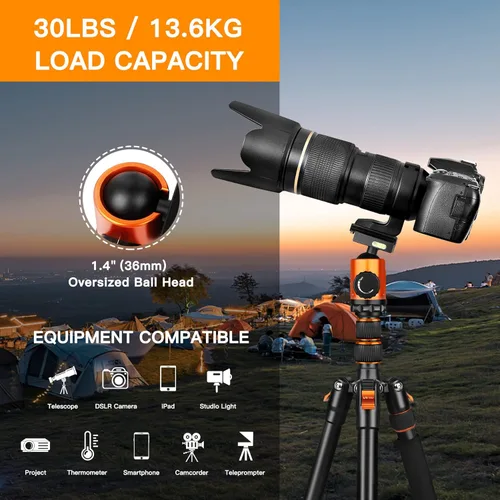 Miniatura 5 de Trípode para Cámara de 82" de Alto Uso Pesado, Trípode Monópode de Aluminio DSLR Victiv para Fotografía de Viaje, Soporte de Cámara Profesional