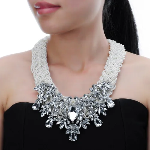 Miniatura 3 de Jerollin Collar de perlas de imitación para mujer, collar de moda, collar de moda, collar de joyería de disfraz de moda, Cristal, No es una piedra