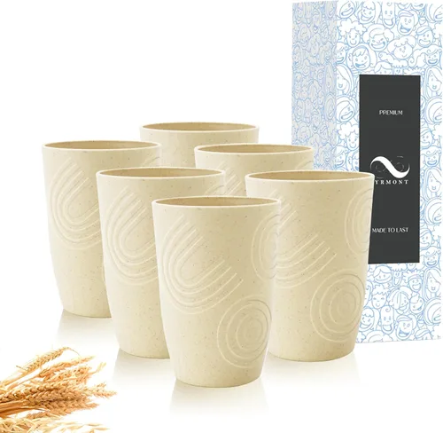 Miniatura 25 de PYRMONT Juego de 6 tazas de paja de trigo, tazas de café de plástico reutilizables, tazas de té con asas, juego de tazas de 16 onzas para café