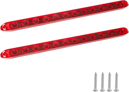 Miniatura 10 de Barra de luz roja para remolque, barra de luz trasera de 11 LED de 15 pulgadas, para estacionamiento/freno/giro/señal/marcador, luces de remolque