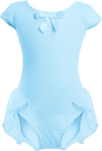 OBEEII Vestido de ballet de manga corta para niña y niña con falda alta y falda de leotardo bailarina de gimnasia