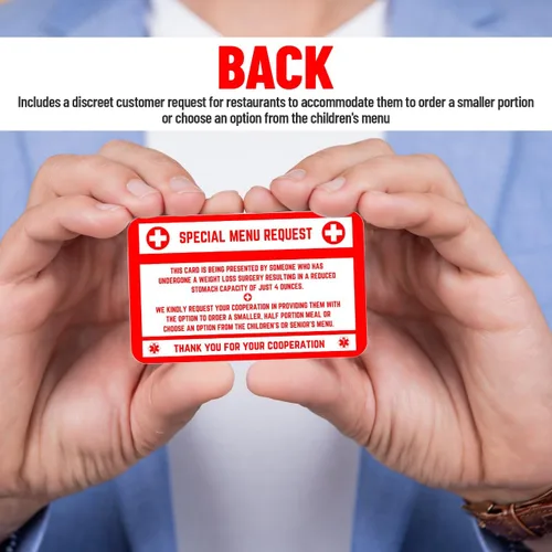 Miniatura 7 de Tarjeta bariátrica para restaurantes, tarjeta de solicitud de menú especial, control de porciones, solicitud de restaurante para pacientes Blanco