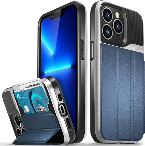 VENA Funda tipo cartera compatible con Apple iPhone 13 Pro (15.49 cm), vCommute (protección contra caídas de grado militar) Funda de cuero con tapa,