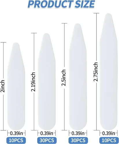 Miniatura 2 de Collar de plástico para colgar – 80 piezas en 4 tamaños (2 pulgadas, 2.2 pulgadas, 2.5 pulgadas, 2.75 pulgadas) para collares de camisa de vestir