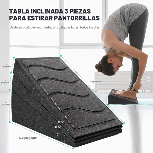 Miniatura 5 de Tabla inclinada para estiramiento de pantorrillas, tabla inclinada de 5 ángulos ajustables para cuña de sentadillas, capacidad de peso de 480