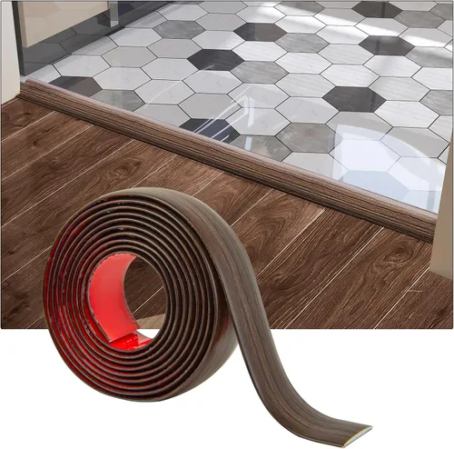 Art3d Tira autoadhesiva de vinilo de 4 pies para transición de piso, tira laminada divisora plana para unir huecos, transición de umbral de Marrón