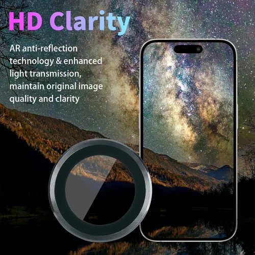 Miniatura 3 de Protector de lente de cámara para iPhone 16 Pro/iPhone 16 Pro Max, protector de lente de anillo de cámara de vidrio templado individual con bandeja
