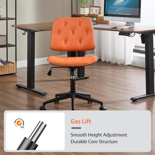 Miniatura 5 de VipDesk Silla pequeña de oficina en casa, silla de escritorio sin brazos con respaldo medio con giro de 360° y ruedas, silla de computadora moderna