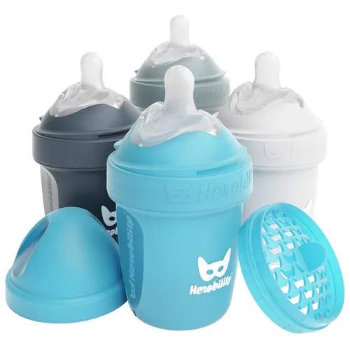 Miniatura 19 de Herobility - Biberones dobles anticólicos para bebé – 240 ml/8.5 fl oz – paquete de 3 – Melocotón A7) Melocotón