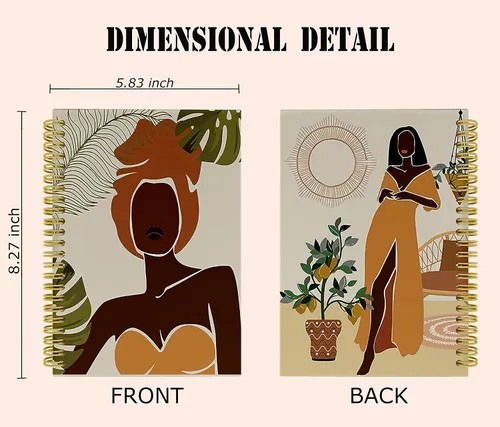 Miniatura 5 de Knibeo Cuaderno bohemio para mujer, diario de niña negra, 5.5 x 8.3 pulgadas, cuaderno estético con 164 páginas, cuadernos para mujer