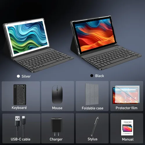 Miniatura 6 de Tablet Android de 10.1 pulgadas, 128 GB de almacenamiento, 8 GB (4+4) RAM, Octa-Core, tableta WiFi 5G, batería de 7000 mAh, BT 5.0, GPS, cámara