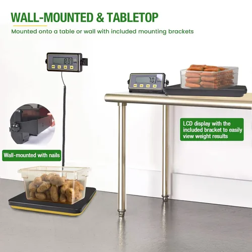 Miniatura 7 de Báscula de recepción digital de 150 libras con plataforma de aluminio antideslizante, báscula de alimentos de alta precisión