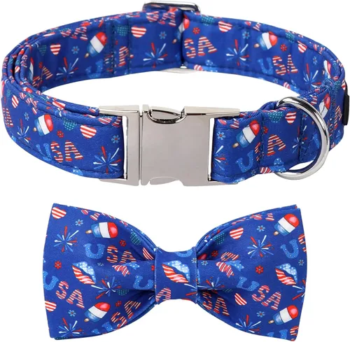 Miniatura 17 de Lionet Paws Collar de Pascua para perro con pajarita, collar de conejo con hebilla de metal para perros, collar ajustable y cómodo para perros