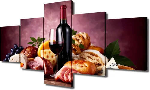 Miniatura 39 de TUMOVO - 5 cuadros de vino tinto con impresión de alta definición sobre lienzo.