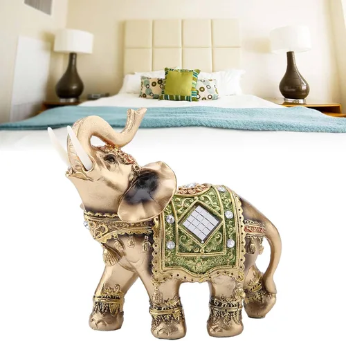 Miniatura 5 de Hilitand Estatua de elefante, estatua de elefante verde Feng Shui, escultura de riqueza, regalo para el hogar, oficina, hotel o cafetería