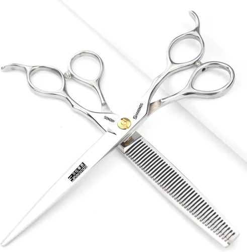 Miniatura 6 de Sharonds Tijeras profesionales de peluquería Tijeras de corte de pelo Set para peluquería salón (6 pulgadas planas)