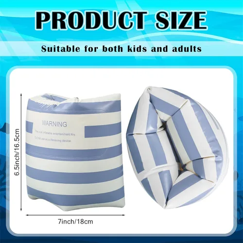 Miniatura 3 de JellyArch Flotadores inflables de PVC, 2 unidades, bandas de brazo inflables de PVC, flotadores de piscina, flotadores de natación para adultos, Azul