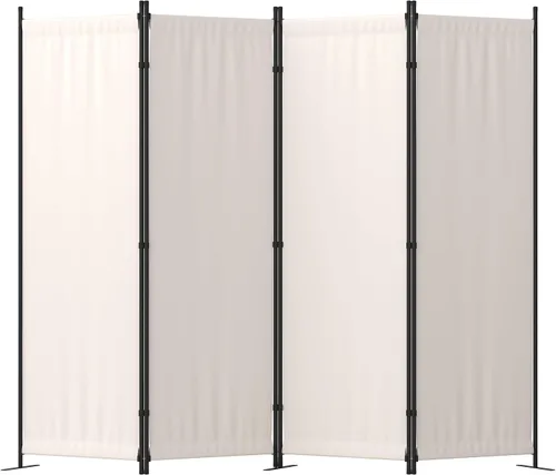 Miniatura 10 de Divisor de habitación, pantalla de privacidad plegable de 4 paneles, separación portátil de 88 pulgadas con 3 pies de metal, divisores de habitación