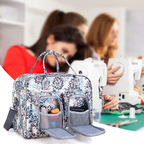 Miniatura 7 de Teamoy Estuche de transporte para máquina de coser, bolsa para máquina de coser con almohadilla inferior de madera para la mayoría de máquinas