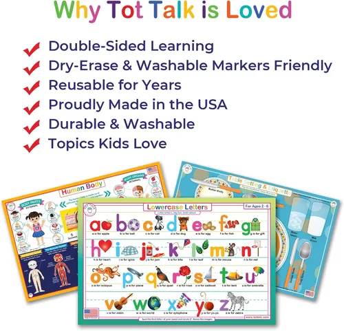 Miniatura 3 de Tot Talk Mantel individual educativo de la Constitución de los Estados Unidos para niños, fabricado en Estados Unidos, duradero, de doble cara