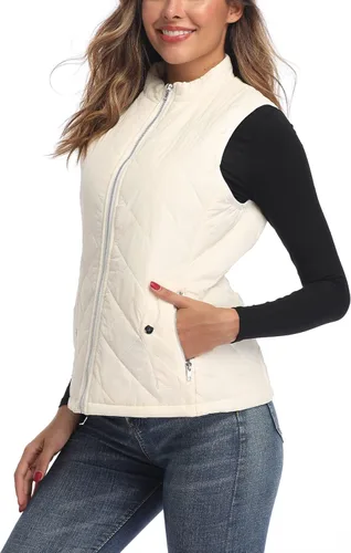 Miniatura 6 de Chaleco para exteriores de mujer, chaleco acolchado ligero con cremallera y cuello alto.