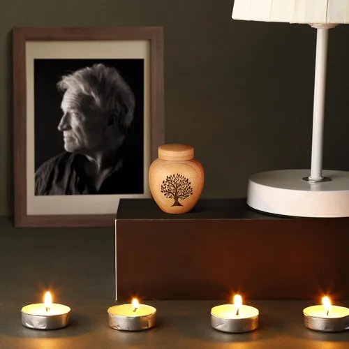Miniatura 7 de Pequeños Juegos de Urnas para Cenizas Humanas, Conjunto de 1, Mini Urnas para Cenizas Hechas de Bambú con Patrón de Árbol de la Vida Grabado, Mini