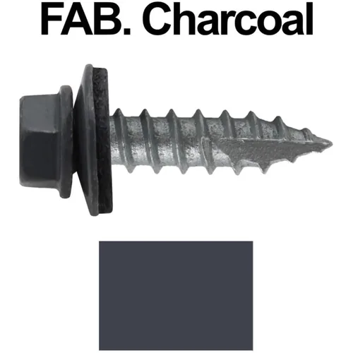 Miniatura 2 de HERR #14 CHARCOAL Tornillo de techo de chapa metálica de cabeza hexagonal: 250 tornillos x 1