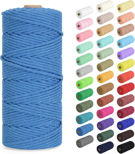 Miniatura 12 de Cordón de macramé de 0.079 in x 380 yardas (1140 pies), cuerda de algodón natural para colgar en la pared, ganchos de plantas, manualidades, Beige