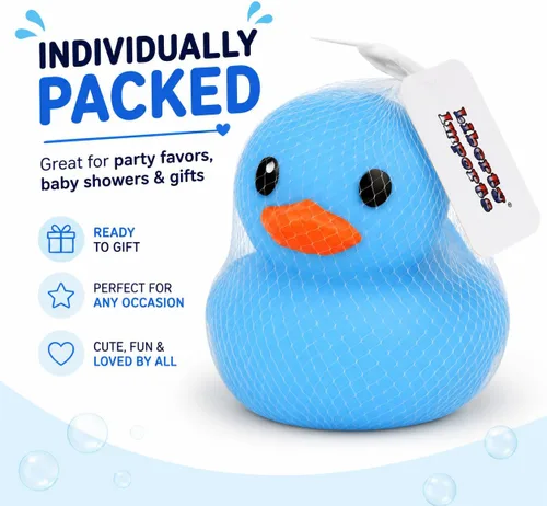 Miniatura 7 de Juguete de baño de pato de goma jumbo – Patos gigantes de 8 pulgadas Big Duckie Baby Shower Cumpleaños Recuerdos de fiesta (azul)