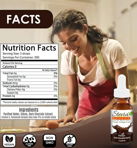 Miniatura 5 de Stevia Drops Coconut, Plain Natural, & Dark Chocolate Stevia Select Keto Coffee Sugar-Free Stevia Flavors Bundle (3) Pack