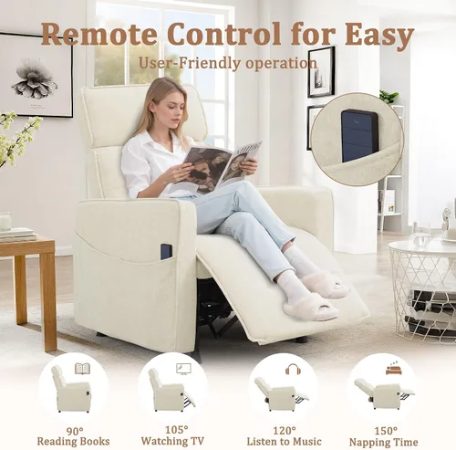 Miniatura 3 de Korser Silla reclinable eléctrica para adultos, sillas reclinables eléctricas para sala de estar, cómodas sillas reclinables de cachemira con ajuste